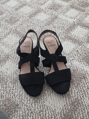 IMPO Black Strappy Slingback Heels